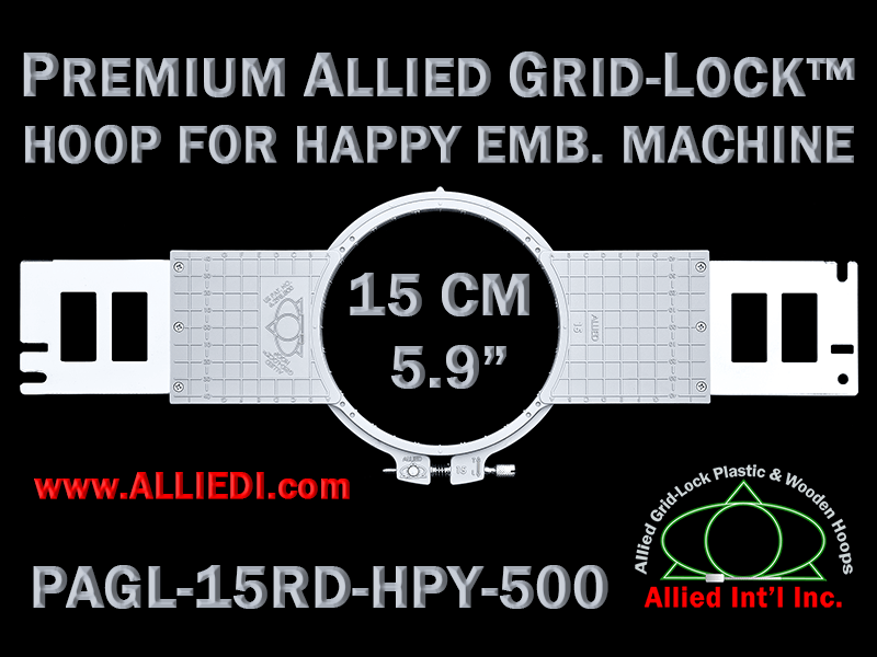 15 cm (5.9 inch) Round Premium Allied Grid-Lock Plastic Embroidery Hoop - Happy 500