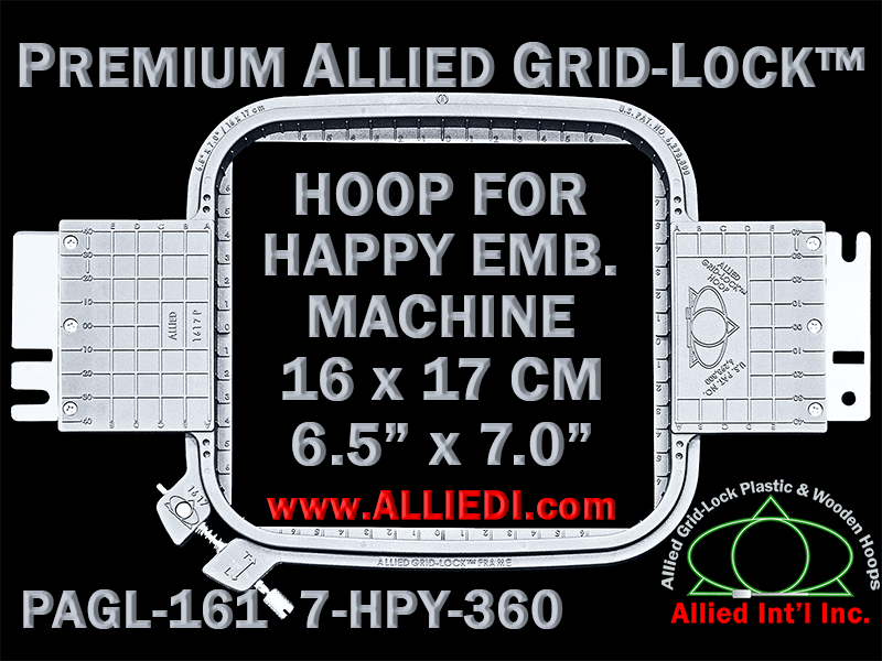 16 x 17 cm (6.5 x 7 inch) Rectangular Premium Allied Grid-Lock Plastic Embroidery Hoop - Happy 360