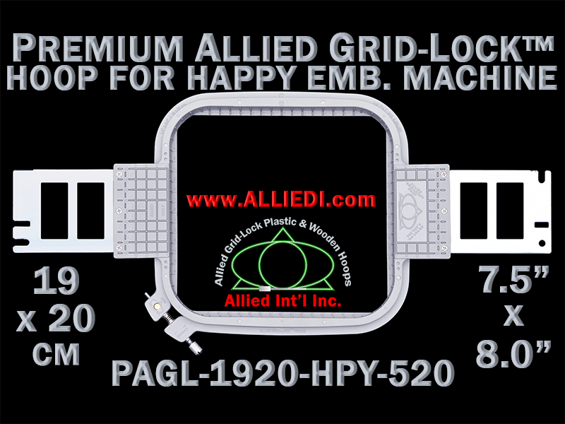 19 x 20 cm (7.5 x 8 inch) Rectangular Premium Allied Grid-Lock Plastic Embroidery Hoop - Happy 520