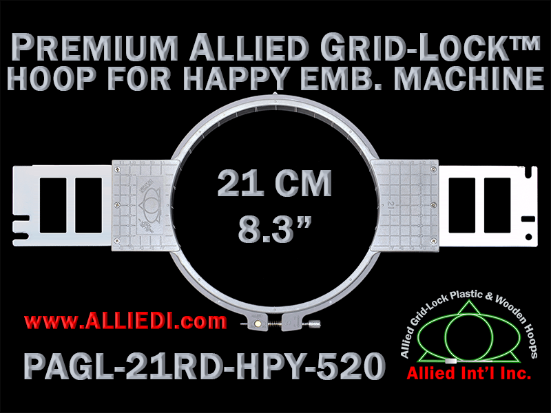 21 cm (8.3 inch) Round Premium Allied Grid-Lock Plastic Embroidery Hoop - Happy 520