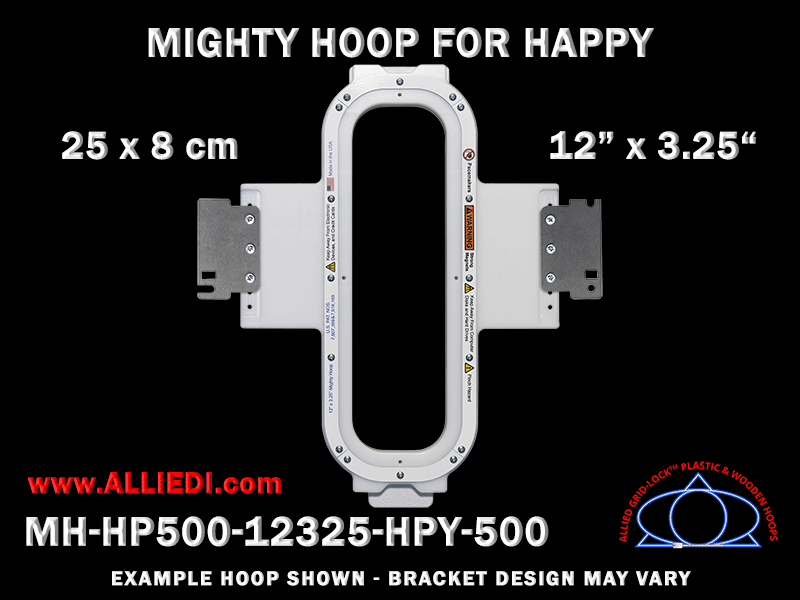 Happy 12 x 3.25 inch (30 x 8 cm) Vertical Rectangular Magnetic Mighty Hoop for 500 mm Sew Field / Arm Spacing