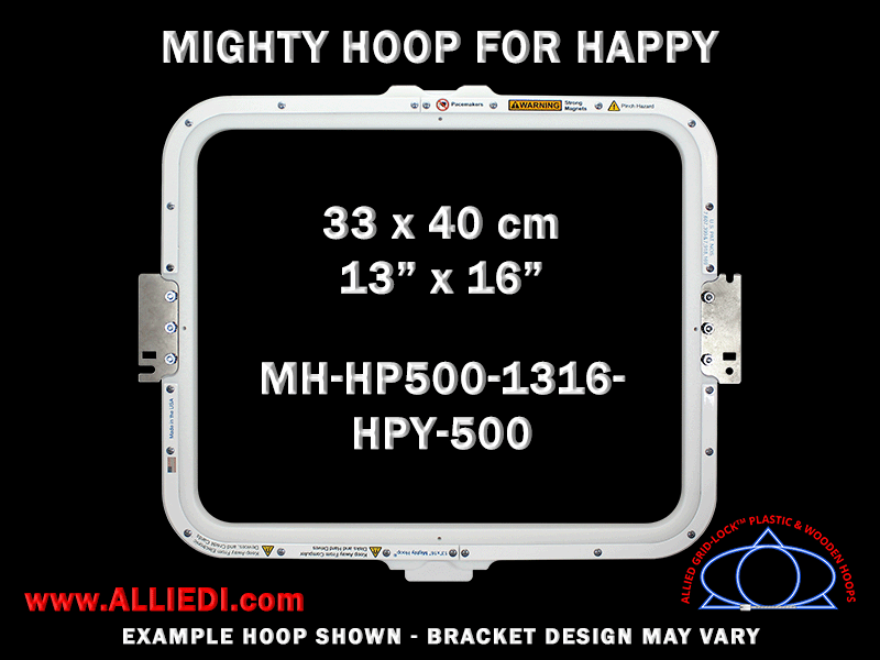 Happy 13 x 16 inch (33 x 40 cm) Rectangular Magnetic Mighty Hoop for 500 mm Sew Field / Arm Spacing