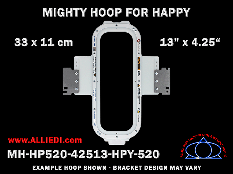 Happy 4.25 x 13 inch (11 x 33 cm) Horizontal Magnetic Mighty Hoop for 520 mm Sew Field / Arm Spacing