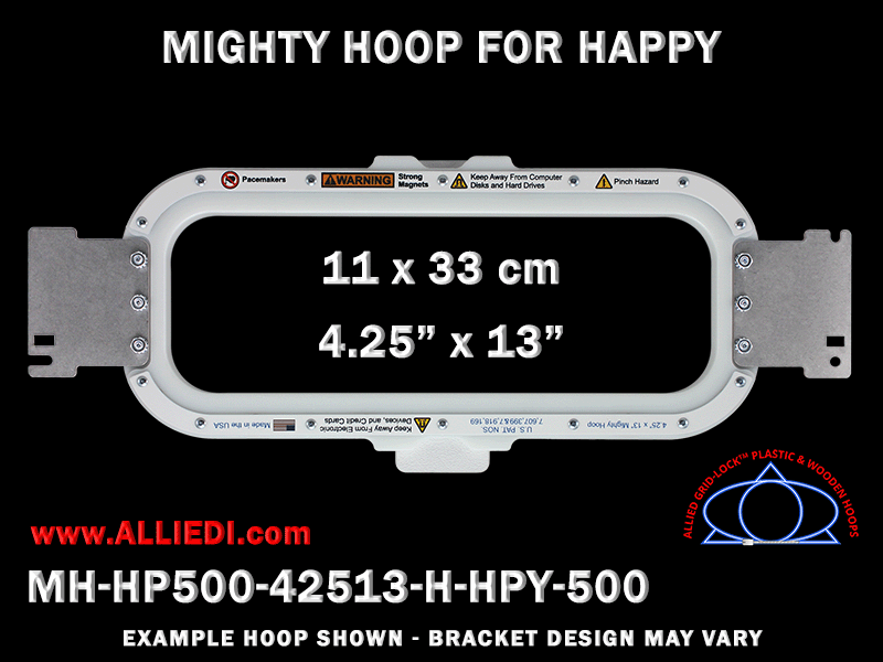 Happy 4.25 x 13 inch (11 x 33 cm) Horizontal Magnetic Mighty Hoop for 500 mm Sew Field / Arm Spacing