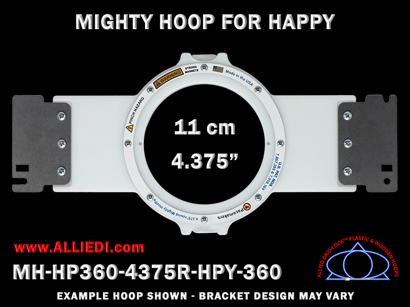 Happy 4.375 inch (11 cm) Round Magnetic Mighty Hoop for 360 mm Sew Field / Arm Spacing