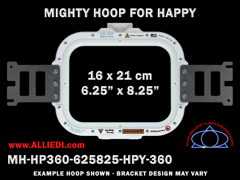 Happy 6.25 x 8.25 inch (16 x 21 cm) Rectangular Magnetic Mighty Hoop for 360 mm Sew Field / Arm Spacing