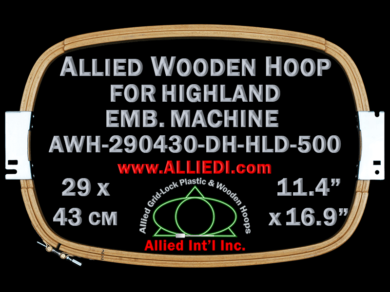 29.0 x 43.0 cm (11.4 x 16.9 inch) Rectangular Allied Wooden Embroidery Hoop