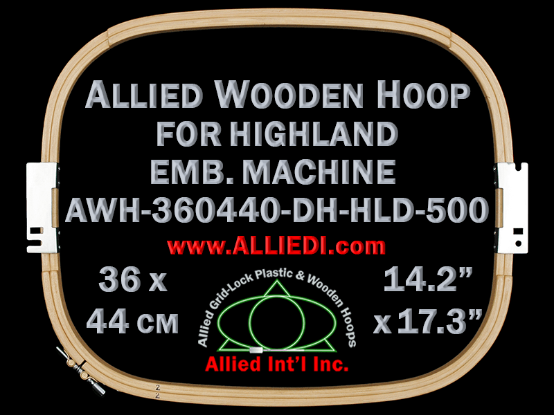 36.0 x 44.0 cm (14.2 x 17.3 inch) Rectangular Allied Wooden Embroidery Hoop, Double Height - Highland 500