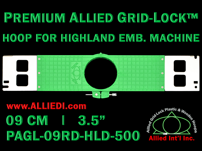 9 cm (3.5 inch) Round Premium Allied Grid-Lock Plastic Embroidery Hoop - Highland 500