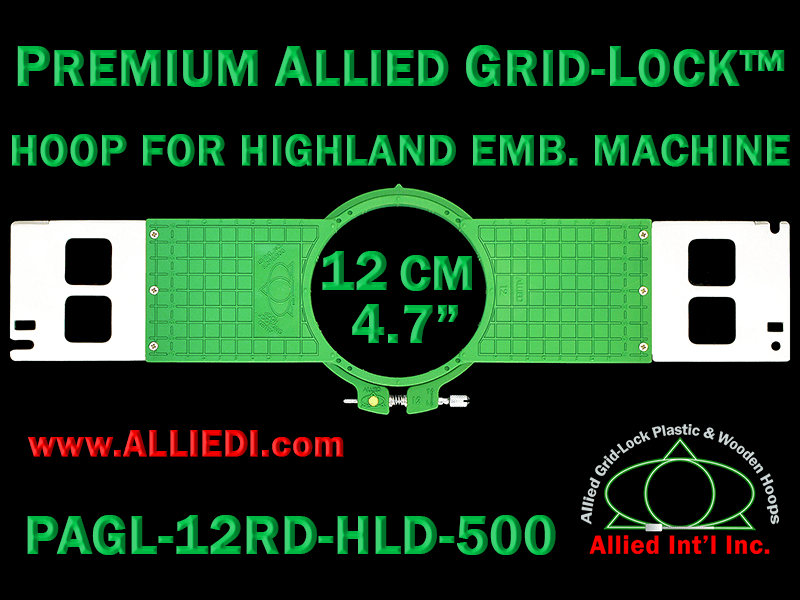 12 cm (4.7 inch) Round Premium Allied Grid-Lock Plastic Embroidery Hoop - Highland 500