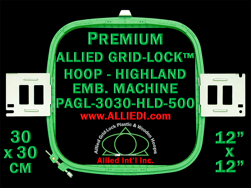 30 x 30 cm (12 x 12 inch) Square Premium Allied Grid-Lock Plastic Embroidery Hoop - Highland 500
