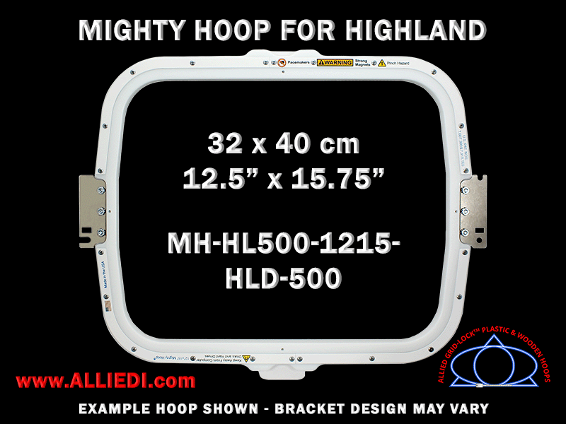 Highland 12.5 x 15.75 inch (32 x 40 cm) Rectangular Magnetic Mighty Hoop for 500 mm Sew Field / Arm Spacing