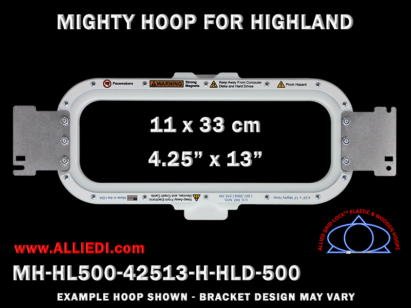 Highland 4.25 x 13 inch (11 x 33 cm) Horizontal Magnetic Mighty Hoop for 500 mm Sew Field / Arm Spacing
