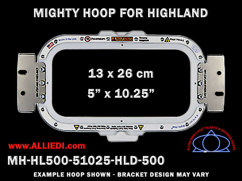 Highland 5 x 10.25 inch (13 x 26 cm) Horizontal Rectangular Magnetic Mighty Hoop for 500 mm Sew Field / Arm Spacing