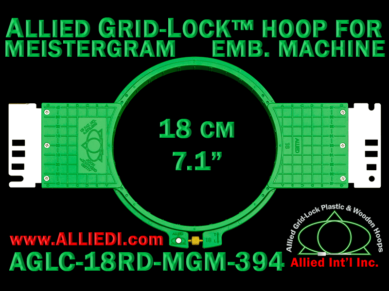 18 cm (7.1 inch) Round Allied Grid-Lock (New Design) Plastic Embroidery Hoop - Meistergram 394