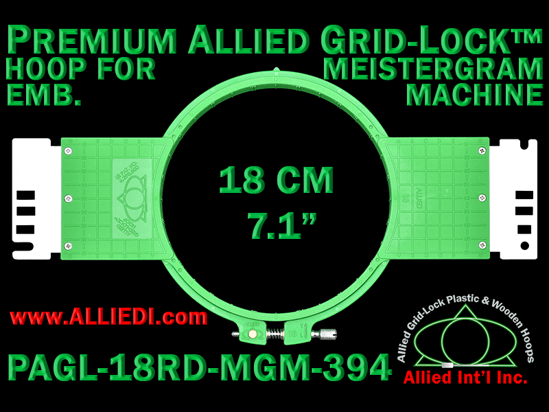 18 cm (7.1 inch) Round Premium Allied Grid-Lock Plastic Embroidery Hoop - Meistergram 394