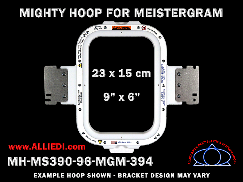 Meistergram 9 x 6 inch (23 x 15 cm) Vertical Rectangular Magnetic Mighty Hoop for 394 mm Sew Field / Arm Spacing