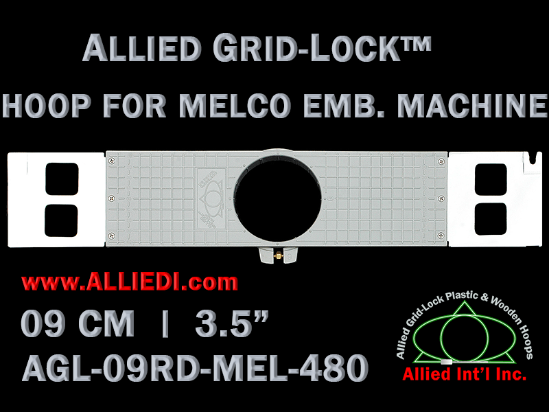9 cm (3.5 inch) Round Allied Grid-Lock Plastic Embroidery Hoop - Melco 480