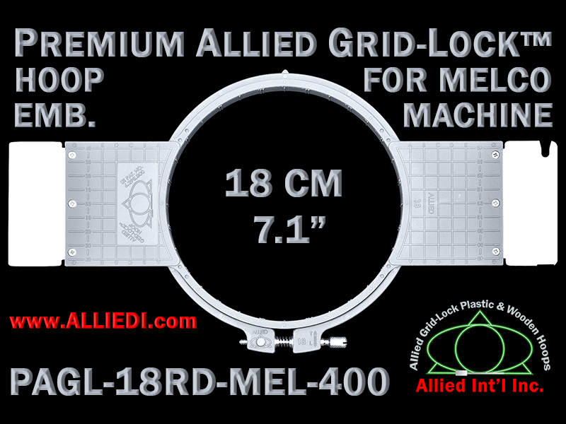 Melco 18 cm (7.1 inch) Round Premium Allied Grid-Lock Embroidery Hoop for 400 mm Sew Field / Arm Spacing
