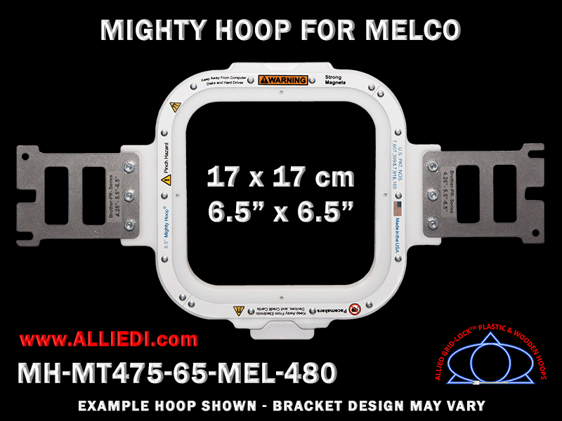 Melco 6.5 x 6.5 inch (17 x 17 cm) Square Magnetic Mighty Hoop for 480 mm Sew Field / Arm Spacing