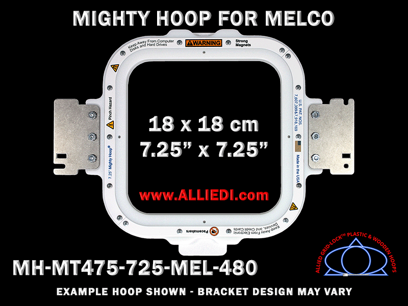 Melco 7.25 x 7.25 inch (18 x 18 cm) Square Magnetic Mighty Hoop for 480 mm Sew Field / Arm Spacing