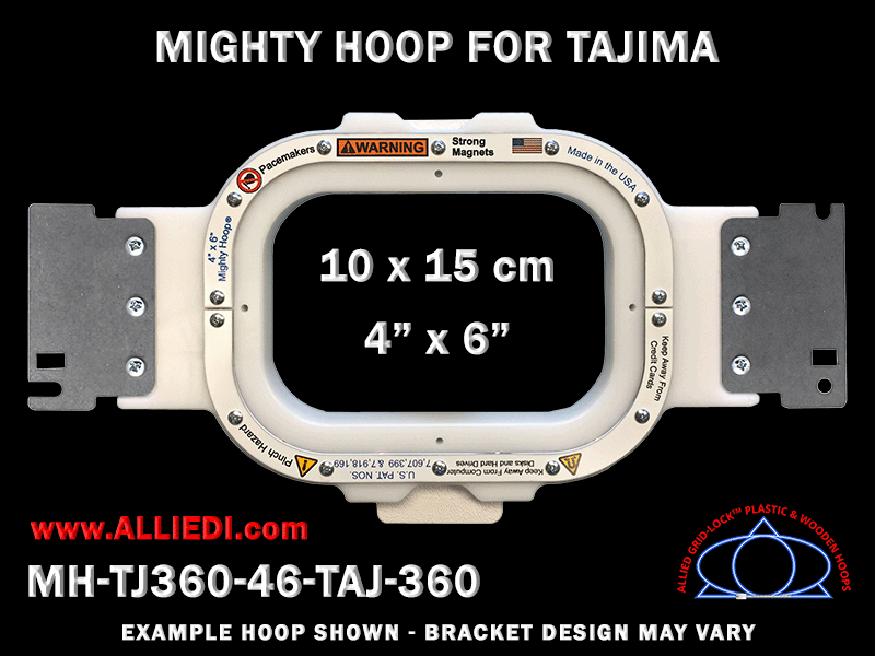 Tajima 4 x 6 inch (10 x 15 cm) Rectangular Magnetic Mighty Hoop for 360 mm Sew Field / Arm Spacing