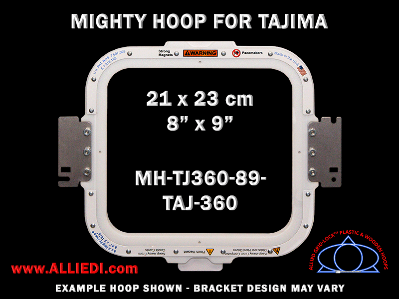 Tajima 8 x 9 inch (21 x 23 cm) Rectangular Magnetic Mighty Hoop for 360 mm Sew Field / Arm Spacing