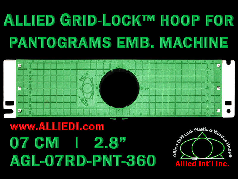 7 cm (2.8 inch) Round Allied Grid-Lock Plastic Embroidery Hoop - Pantograms 360
