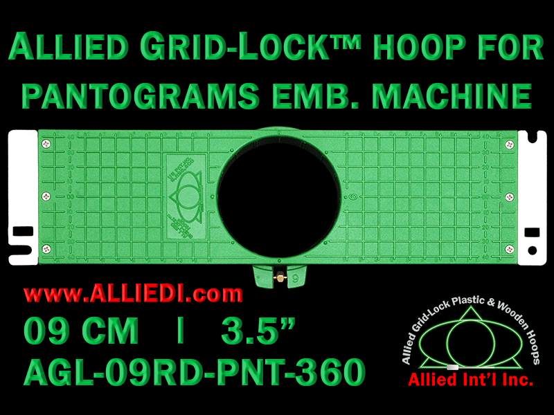9 cm (3.5 inch) Round Allied Grid-Lock Plastic Embroidery Hoop - Pantograms 360