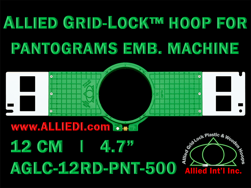 12 cm (4.7 inch) Round Allied Grid-Lock (New Design) Plastic Embroidery Hoop - Pantograms 500