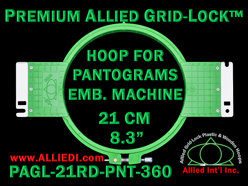21 cm (8.3 inch) Round Premium Allied Grid-Lock Plastic Embroidery Hoop - Pantograms 360