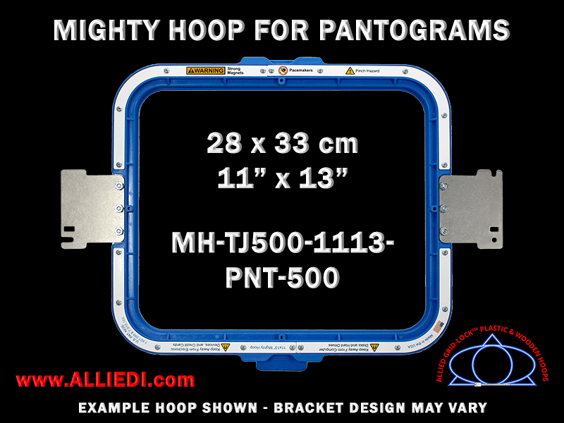 Pantograms 11 x 13 inch (28 x 33 cm) Rectangular Magnetic Mighty Hoop for 500 mm Sew Field / Arm Spacing
