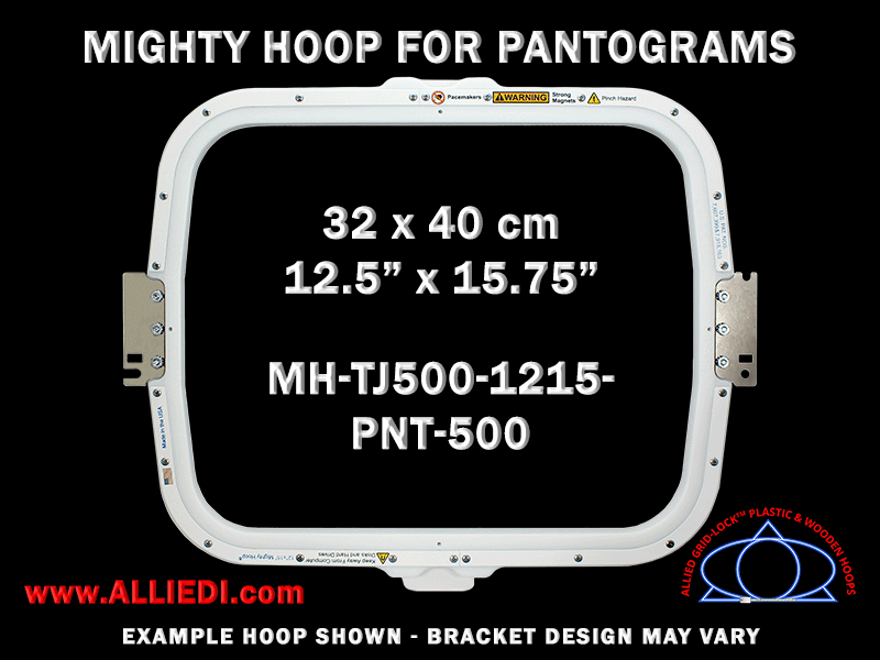 Pantograms 12.5 x 15.75 inch (32 x 40 cm) Rectangular Magnetic Mighty Hoop for 500 mm Sew Field / Arm Spacing