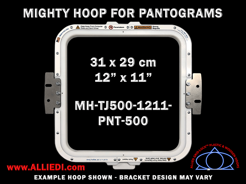 Pantograms 12 x 11 inch (31 x 29 cm) Rectangular Magnetic Mighty Hoop for 500 mm Sew Field / Arm Spacing