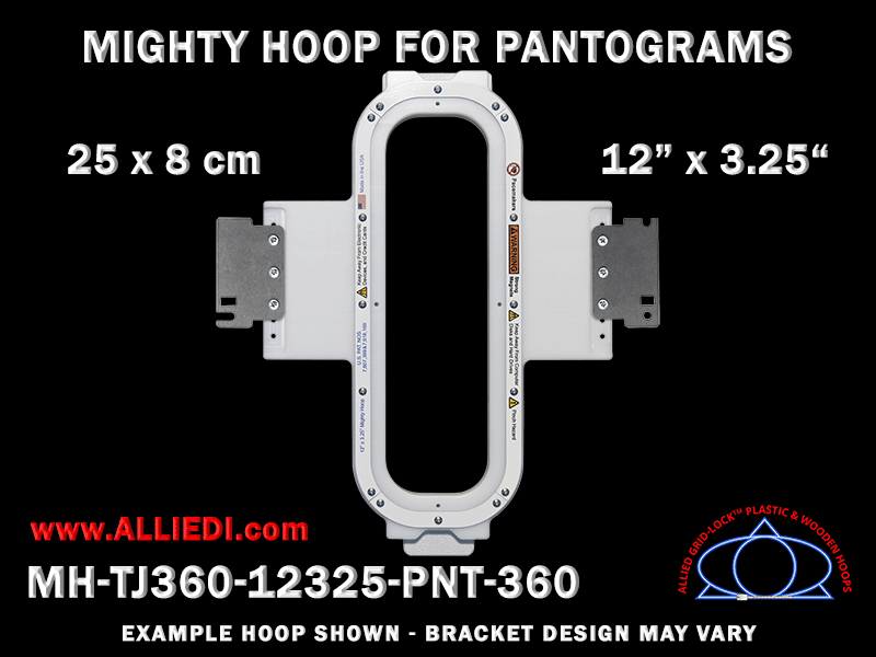 Pantograms 12 x 3.25 inch (30 x 8 cm) Vertical Rectangular Magnetic Mighty Hoop for 360 mm Sew Field / Arm Spacing