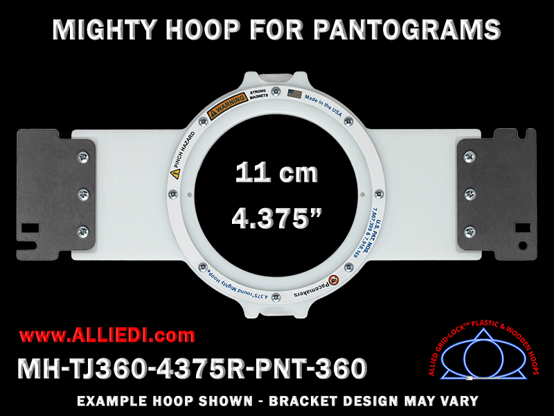 Pantograms 4.375 inch (11 cm) Round Magnetic Mighty Hoop for 360 mm Sew Field / Arm Spacing