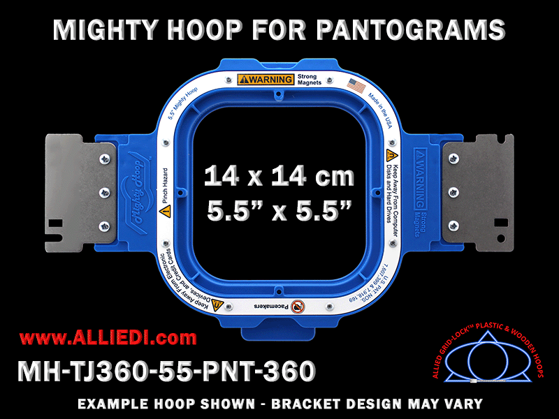 Pantograms 5.5 x 5.5 inch (14 x 14 cm) Square Magnetic Mighty Hoop for 360 mm Sew Field / Arm Spacing