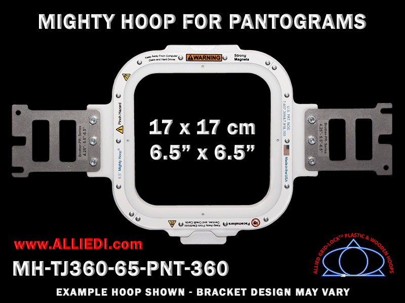 Pantograms 6.5 x 6.5 inch (17 x 17 cm) Square Magnetic Mighty Hoop for 360 mm Sew Field / Arm Spacing