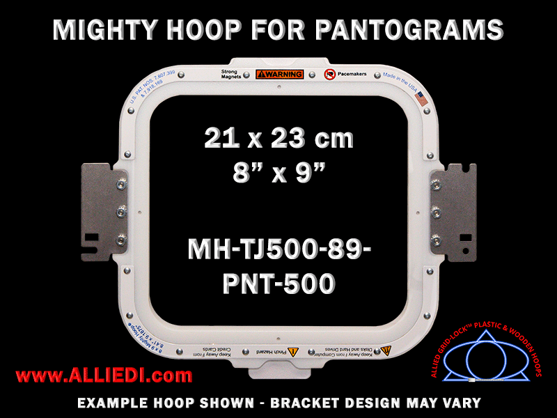 Pantograms 8 x 9 inch (21 x 23 cm) Rectangular Magnetic Mighty Hoop for 500 mm Sew Field / Arm Spacing