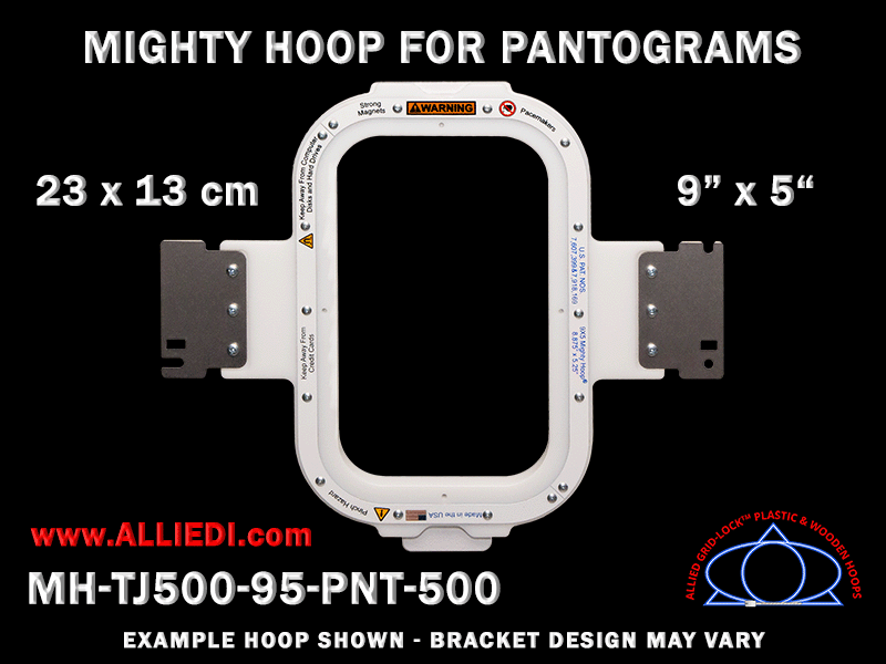 Pantograms 9 x 5 inch (23 x 13 cm) Vertical Rectangular Magnetic Mighty Hoop for 500 mm Sew Field / Arm Spacing