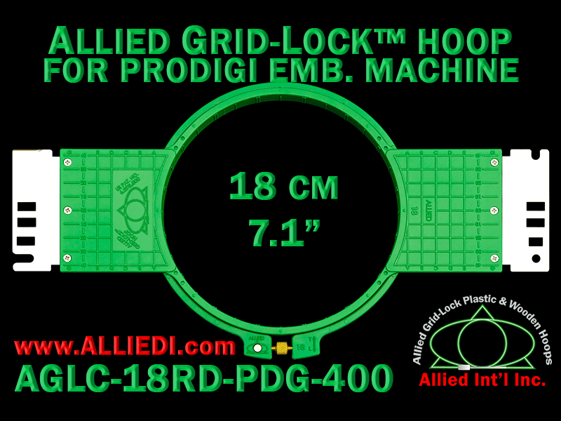 18 cm (7.1 inch) Round Allied Grid-Lock (New Design) Plastic Embroidery Hoop - Prodigi 400