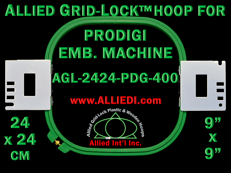 24 x 24 cm (9 x 9 inch) Square Allied Grid-Lock Plastic Embroidery Hoop - Prodigi 400