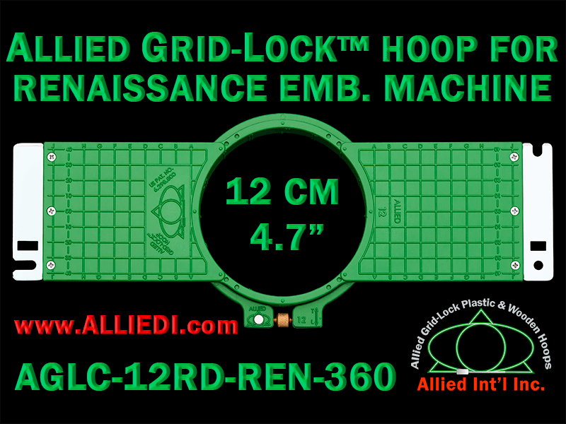 12 cm (4.7 inch) Round Allied Grid-Lock (New Design) Plastic Embroidery Hoop - Renaissance 360
