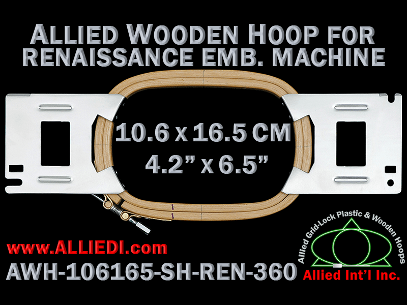 10.6 x 16.5 cm (4.2 x 6.5 inch) Rectangular Allied Wooden Embroidery Hoop, Single Height - Renaissance 360