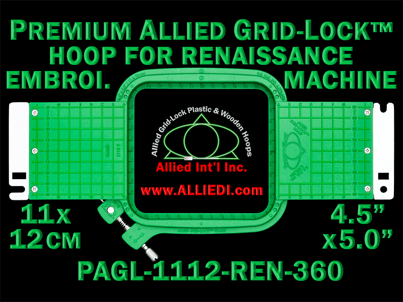11 x 12 cm (4.5 x 5 inch) Rectangular Premium Allied Grid-Lock Plastic Embroidery Hoop - Renaissance 360