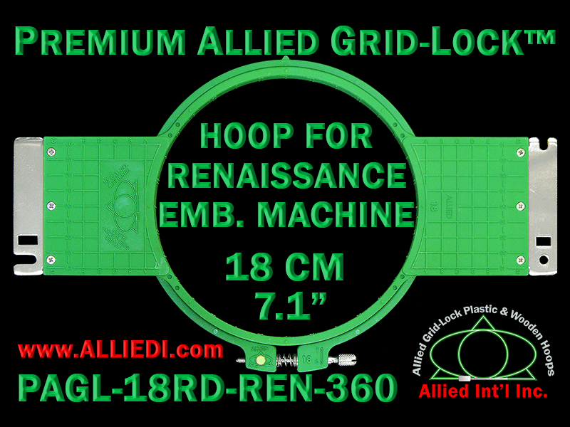 18 cm (7.1 inch) Round Premium Allied Grid-Lock Plastic Embroidery Hoop - Renaissance 360