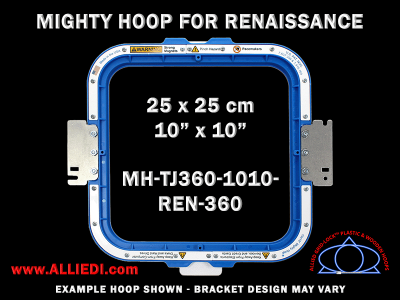 Renaissance 10 x 10 inch (25 x 25 cm) Square Magnetic Mighty Hoop for 360 mm Sew Field / Arm Spacing