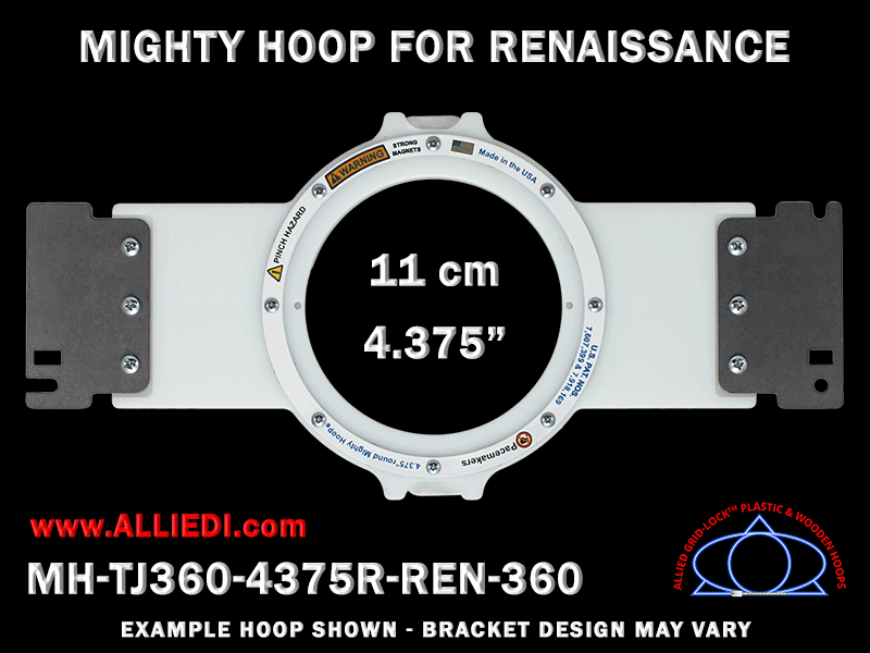 Renaissance 4.375 inch (11 cm) Round Magnetic Mighty Hoop for 360 mm Sew Field / Arm Spacing