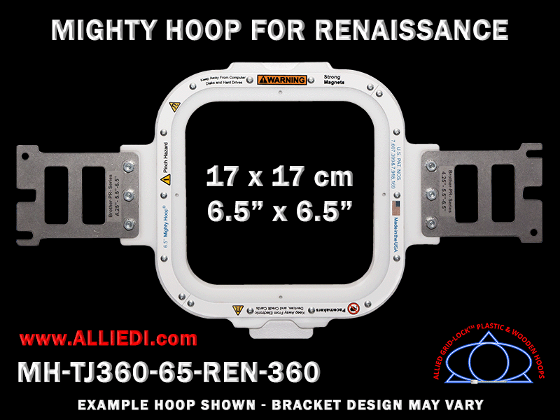 Renaissance 6.5 x 6.5 inch (17 x 17 cm) Square Magnetic Mighty Hoop for 360 mm Sew Field / Arm Spacing