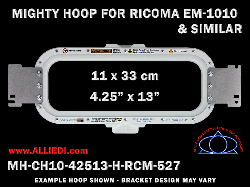Ricoma EM-1010 4.25 x 13 inch (11 x 33 cm) Horizontal Rectangular Magnetic Mighty Hoop